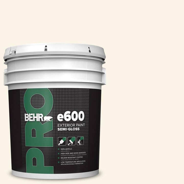 BEHR PRO 5 gal. #W-D-400 Cotton Fluff Semi-Gloss Exterior Paint