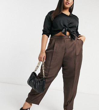 ASOS Curve DESIGN Curve extreme dad trousers in brown
