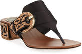 Thumbnail for your product : Rene Caovilla Satin Thong Sandal with Wooden Accents