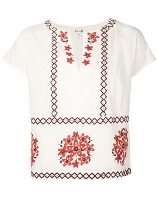 Suno embroidered short sleeve top