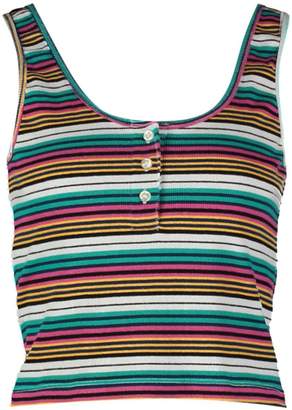 boohoo Petite Ribbed Coloured Stripe Button Front Crop Top