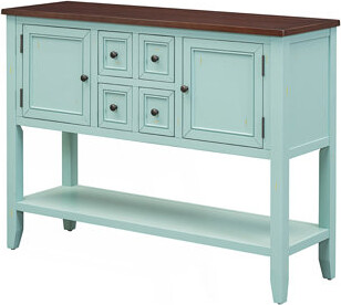 August Grove Ample Storage Vintage Console Table With Four Small Drawers And Bottom Shelf Hallway Table