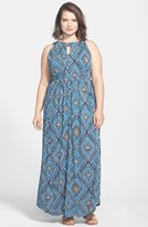 Thumbnail for your product : Lucky Brand 'Goddess' Print Maxi Dress (Plus Size)