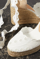 Thumbnail for your product : Castaner + Charo Ruiz Cini 100 Broderie Anglaise Cotton And Canvas Wedge Espadrilles - White