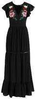 Thumbnail for your product : boohoo NEW Womens Embroidered Ruffle Hem Maxi Dress in Polyester