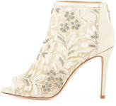 Thumbnail for your product : Badgley Mischka Moyra Beaded Lace Peep-Toe Booties