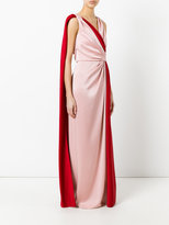 Thumbnail for your product : Paule Ka contrast sash evening gown - women - Polyester/Triacetate - 36
