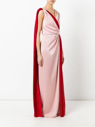 Paule Ka contrast sash evening gown - women - Polyester/Triacetate - 36