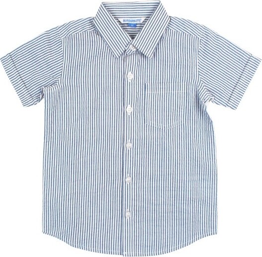 RuffleButts RuffleButtsToddlerShortSleeveButtonDownShirt-ClassicBlueSeersucker,2T
