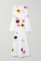 Thumbnail for your product : Oscar de la Renta Open-back Appliquéd Crocheted Cotton Midi Dress - White