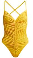 Thumbnail for your product : Norma Kamali Butterfly Mio Ruched Swimsuit - Womens - Yellow