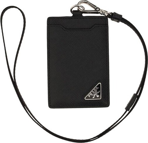 Prada Saffiano Ivory Leather Logo Plaque ID Cardholder Lanyard – Queen Bee  of Beverly Hills