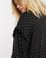 Thumbnail for your product : ASOS DESIGN Curve long sleeve mono spot shirt maxi dress