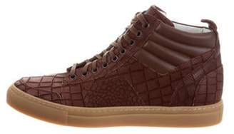 Del Toro Embossed Leather High-Top Sneakers w/ Tags brown Embossed Leather High-Top Sneakers w/ Tags