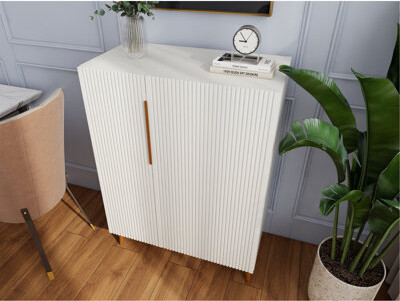Latitude Run Modern White Sideboard Cabinet With Gold Handles For Kitchen Dining Room Furniture Organizer