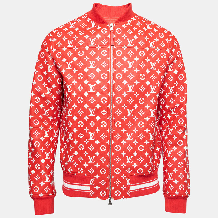 Louis Vuitton Lvse Flower Quilted Hoodie Jacket, Red, 46