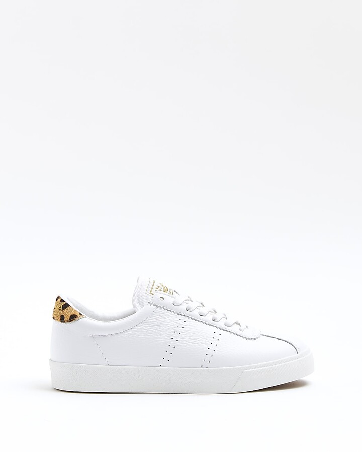 white trainers with leopard print back