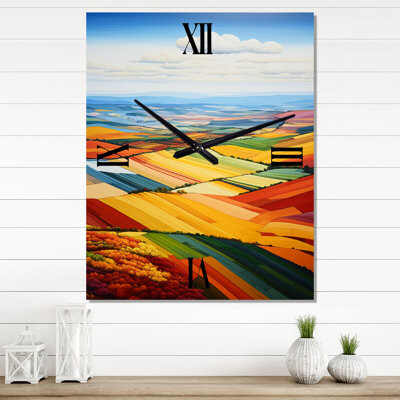 Design Art Golden Fields Of Colora - Farmhouse Big Kitchen Wall Clock