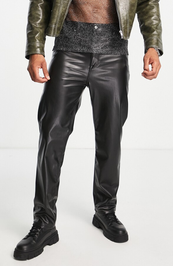 Men's Black Faux Leather Pants | ShopStyle