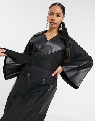 UNIQUE21 double breasted trench coat in black