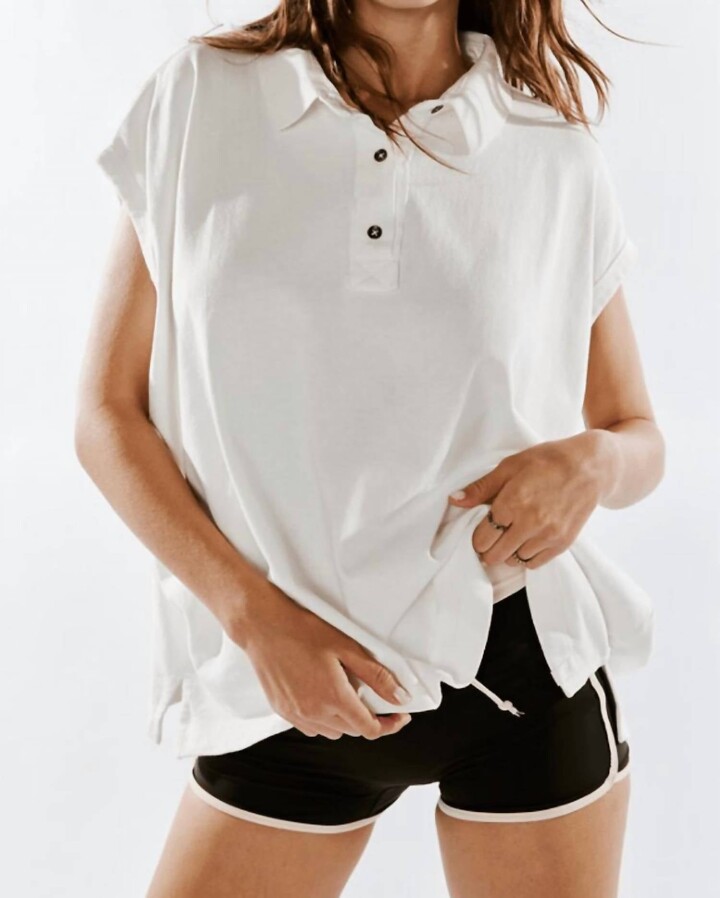 Free People Keep On Polo Top In Clean Ivory