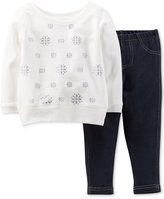 Thumbnail for your product : Carter's Little Girls' or Toddler Girls' 2-Piece Snowflake Top & Jeggings Set