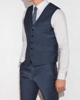 Express Blue Performance Stretch Wool-Blend Suit Vest