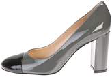 Thumbnail for your product : Gianvito Rossi Grey Patent Leather Langley Pump Shoes With Black Toe Cap