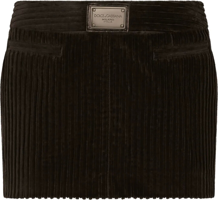 Dolce & Gabbana Ribbed Velvet Mini Skirt