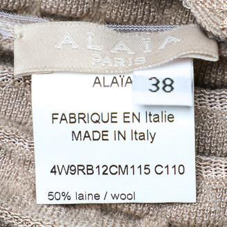 Alaia Beige Dotted Wool Knit Fit & Flare Dress M