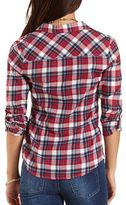 Thumbnail for your product : Charlotte Russe Plaid Flannel Button-Up Top