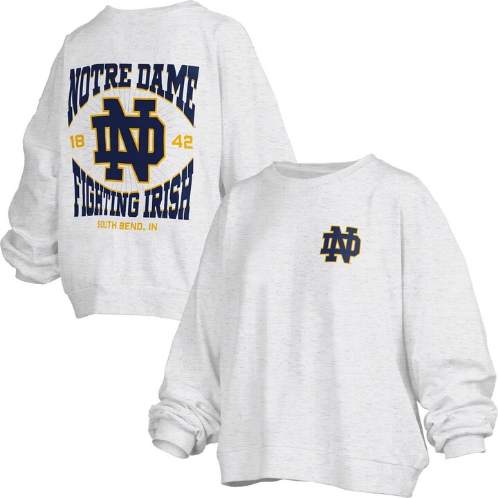 Pressbox Women's Oatmeal Notre Dame Fighting Irish Waist Length Oversized Janise Melange Sweatshirt