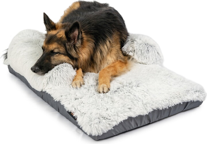 Best Friends by Sheri Nap Mat Dog Bed with Bolster - Washable Crate Pad and Removable Cover, Frost, 36x21