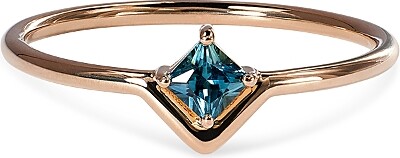 WWAKE 14K Yellow Gold Teal Sapphire Solitaire Ring