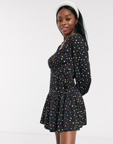 Thumbnail for your product : Wednesday's Girl mini wrap dress with pleated skirt in bright spot