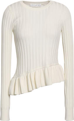Robert Rodriguez Ruffle-trimmed Ribbed-knit Top