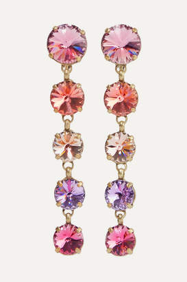 Swarovski Roxanne Assoulin - Drip Drop Gold-tone Crystal Clip Earrings - Pink