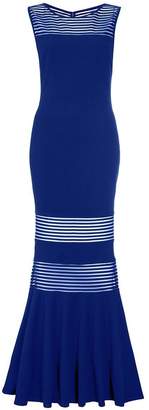 Quiz Royal Blue Mesh Insert Fishtail Maxi Dress
