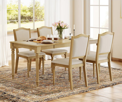 Alcott Hill 5 Piece Dining Table Set - Includes One Dining Table, 4 Wood Dining Chairs, Farmhouse Dining Set, Oak