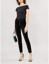 Thumbnail for your product : Paige Hoxton Ankle Peg skinny high-rise velvet trousers
