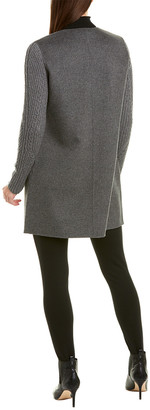 Forte Cashmere Cable-Sleeve Wool & Cashmere-Blend Coat
