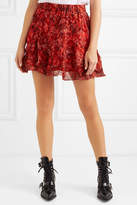 Thumbnail for your product : IRO Dazzle Ruffled Printed Georgette Mini Skirt - Red