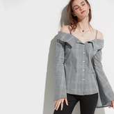 Thumbnail for your product : k / lab k/lab Plaid Off The Shoulder Shirt