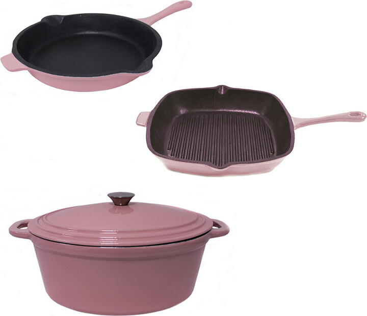 Berghoff Neo Cast Iron 4Pc Set F/P G/P & 5 Qt Pink