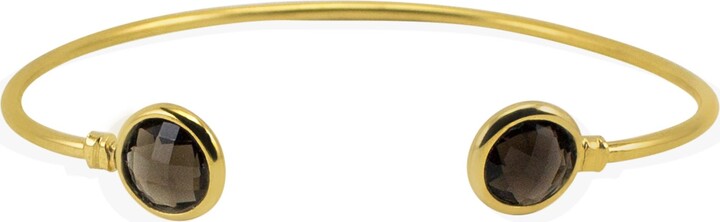 Vintouch Italy Brown / Gold Brio Smoky Quartz Gold Cuff Bracelet
