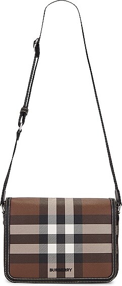 BURBERRY: Elizabeth bag in coated cotton and leather - Beige
