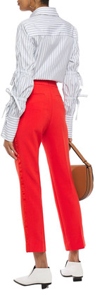 VVB Bow-embellished Striped Cotton-poplin Shirt