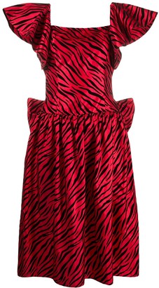 Batsheva Zebra-Print Satin Dress