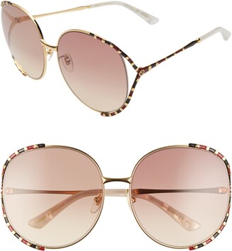 Gucci 64mm Oversize Round Sunglasses