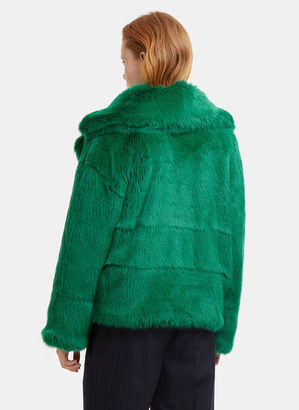 MSGM Oversized Faux Fur Jacket in Green
